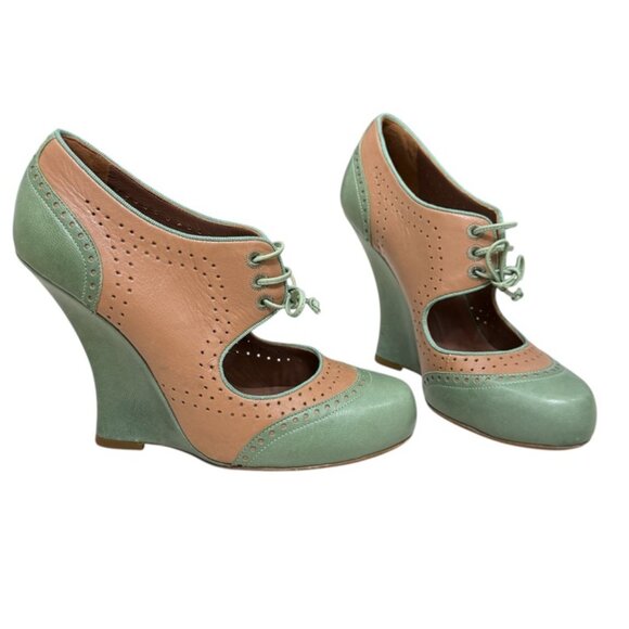 Tabitha Simmons Shoes - TABITHA SIMMONS Bunty Leather Aqua & Nude Oxford Wedges/Heels Women's size 6